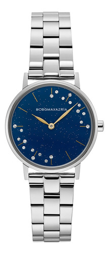 Reloj Mujer Bcbgmaxazria Bg50822003 Opportunity Correa Plateado Bisel Plateado Fondo Azul