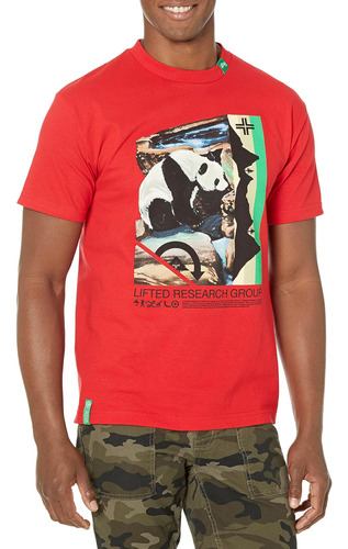 Lrg Camiseta By The Lake Para Hombre, Panda Red, Small Us