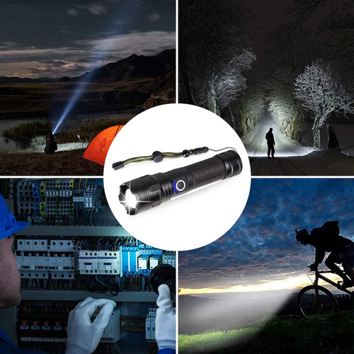 Linterna Led 2400 Lúmenes Recargable Usb Impermeable