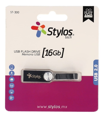 Kit De 100 Memorias Usb Stylos Tech St100 16gb 2.0 Plateada