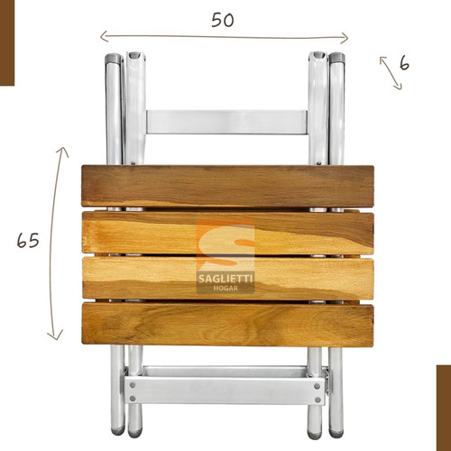 Imagen 5 de 9 de Mesa Plegable Ratona Aluminio Madera Nativa 60x50 Exclusiva