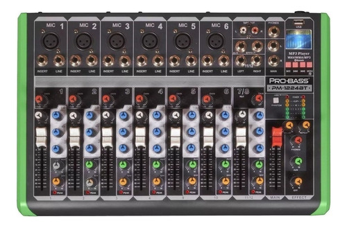 Consola Pro Bass Pm1224bt Usb Mixer 8 Ch Electrosistem