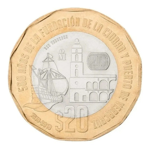 Moneda $20 Conmemorativa 500 Años De Veracruz Coleccionistas