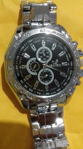 Relógio Quartz Masculino Aço Cromado Fundo Azul M/ Orlando