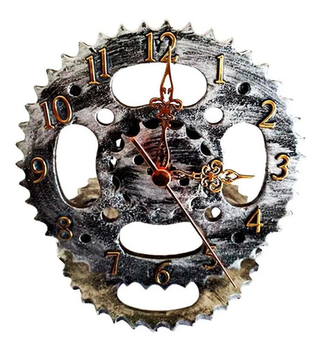 Relógio De Parede Moto Pinhão E Coroa Decorativo Black