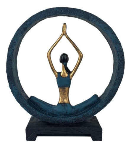 Estatueta Yoga No Circulo Sukhasana Azul