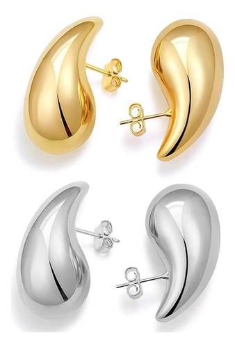 2 Pares De Aretes De Aro De Oro Para Mujer, Diseño