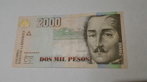 Billete 2000 Pesos Antiguo Colombia 