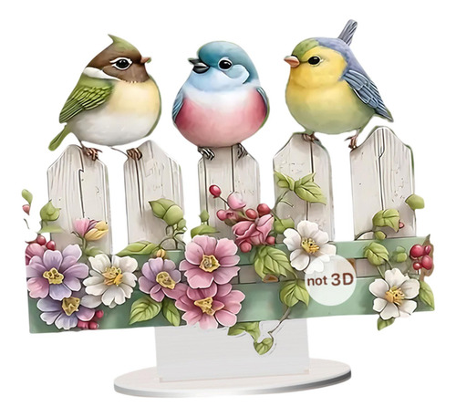 Decoración De Pájaros Acrílicos Plano 2d Con Base