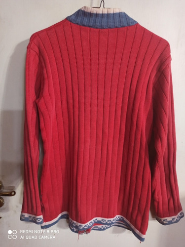 Campera Saco Abierto Hilo Rojo Scombro Cierre Cuello L Detal (Usado)