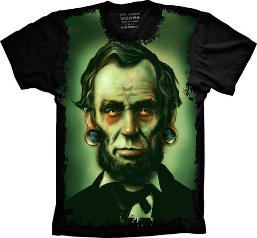 Camiseta Geek Plus Size Unissex Abraham Lincoln
