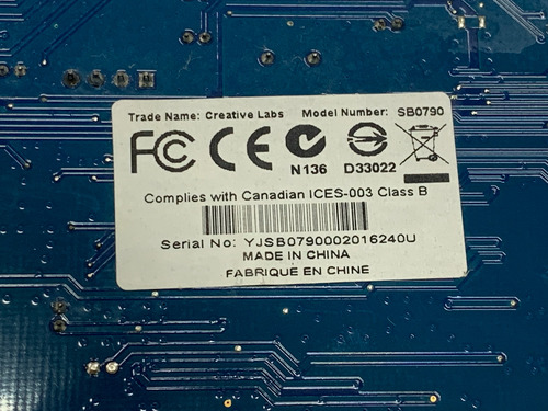 Placa Som Pci X-fi Xtreme Sound Blaster Creative Sb0790 (Usado)