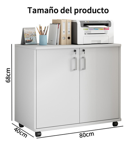 Archivero Blanco Oficina Doble Con Rueda Moderno Mueble 80cm Crema