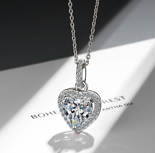 Collar De Plata 925 Con Colgante De Corazon /