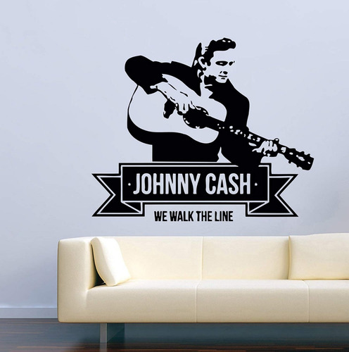 Vinilo Decorativo Johnny Cash Pared Mas Diseños 4u