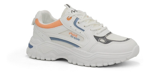 Zapatilla Casual De Dama  Mia22-72  White / Orange