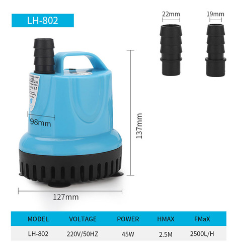 Bomba De Agua Sumergible Lh-802 45w, Silenciosa Con Protecci
