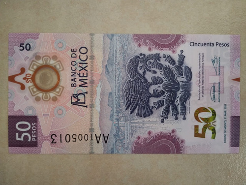 Billete 50 Ajolote Error De Impresión Serie Aa 13-20