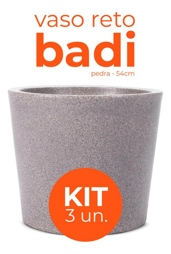 Kit 3 Vasos Badi Pedra 54cm Terrano