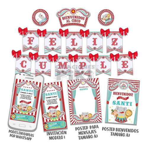 Kit Imprimible Candy Bar Circo Vintage El Mas Completo