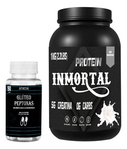 Dúo Peptonas Athena + Creatina Inmortal 90 Cap/1kg 200 Serv. Sin Sabor - Natural