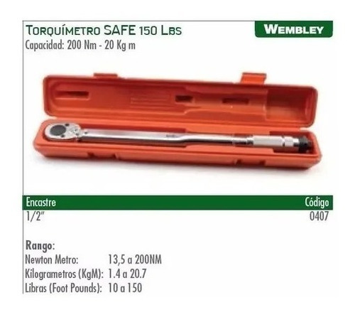 Crique Torquimetro Zafe 1/2'' Wembley By Bremen 20kgm 200 Nm