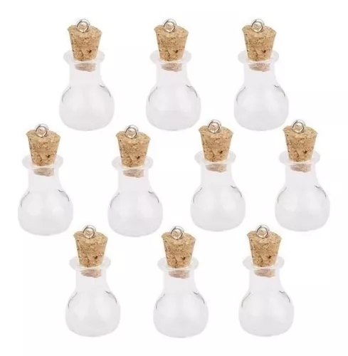 10pcs Mini Pequeño Botellas de Vidrio con Transparente Tapón Corcho Viales  Botes