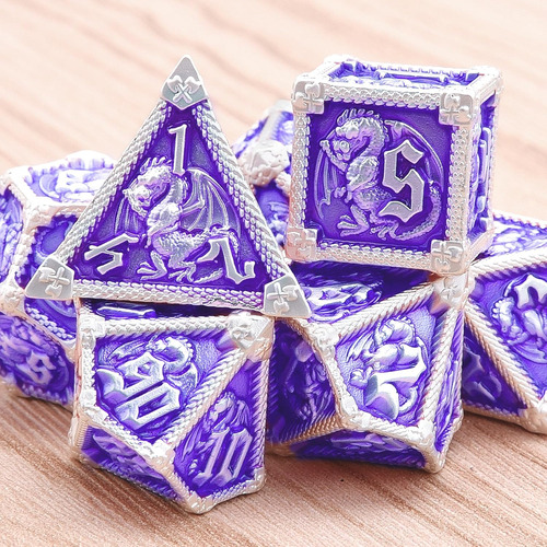 Austor Juego De Dados Dnd De Metal De 7 Troqueles, Dados De