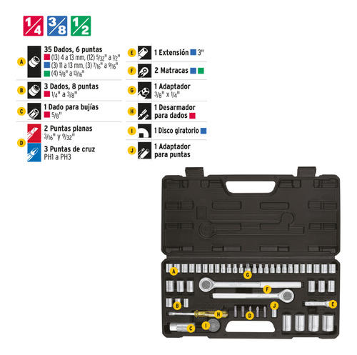Autocle Juego De Dados Con Puntas Y Matracas 51 Pz Afinacion