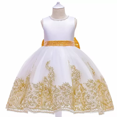 Vestido Elegante Princesa Niña Fiesta Blanco Dorado en venta en Monterrey  Nuevo León por sólo $   Mexico