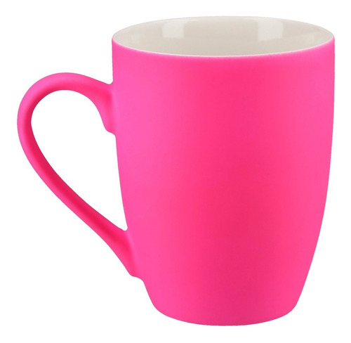 Taza De Cerámica Con Acabado Rubber, Capacidad. 400 Ml Color Rosa