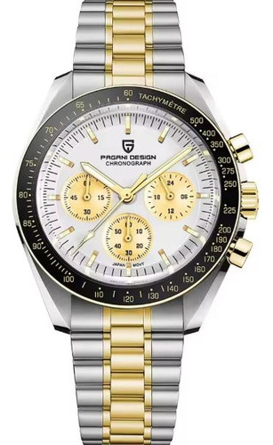 Reloj Pagani Design Pd-1701 V4 Cronógrafo Sumergible Caja Plateado Y Dorado Negro Blanco