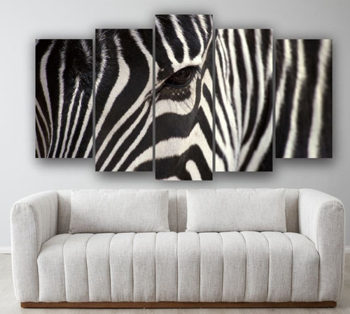 Set De 5 Cuadros Decorativo En Canvas Zebra Animal Arte - 07