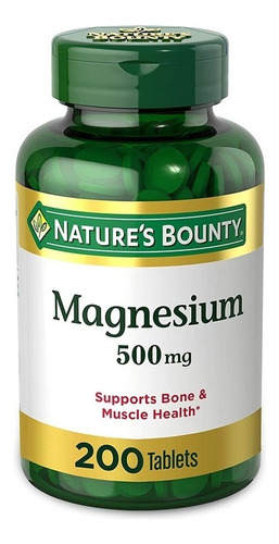 Magnesio 500mg Magnesium 200 Tab Nature's Bounty Salud Ósea