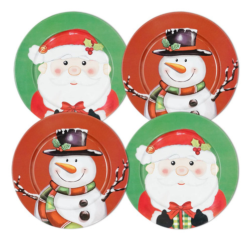 Putuo Decor Juego De 4 Platos De Navidad Con Muecos De Nieve