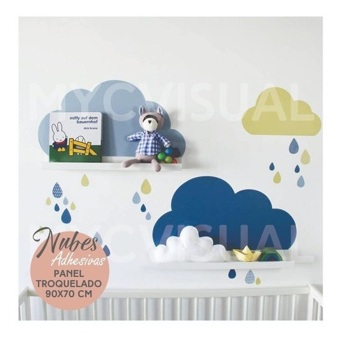 Vinilo Decorativos Nubes Infantiles Pared Nube Panel 160 Cm