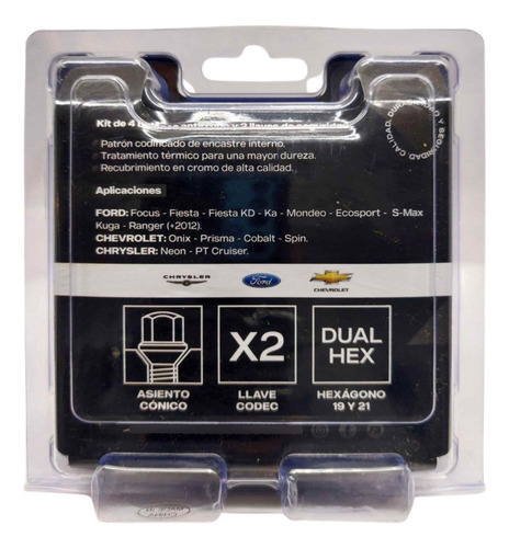 Imagen 2 de 4 de Tuercas De Seguridad Antirrobo Rhino Ford Ranger