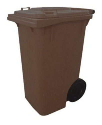 Lixeira Grande 240l - Coletor Lixo Com Rodas Cor Marrom