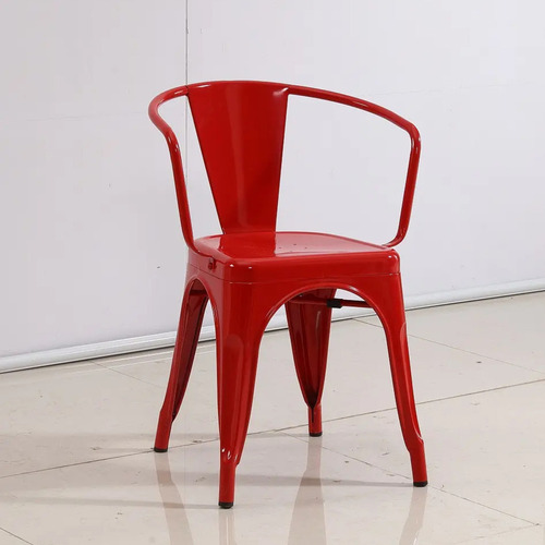 Silla De Comedor Con Apoyabrazo Tolix Reforzada De Hierro Zhome X4 Estructura De La Silla Rojo Asiento Rojo Diseño De La Tela Metal