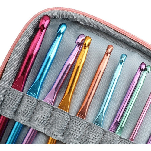 Imagen 3 de 4 de Set Con Estuche Crochet Silicona Accesorios Para Tejer