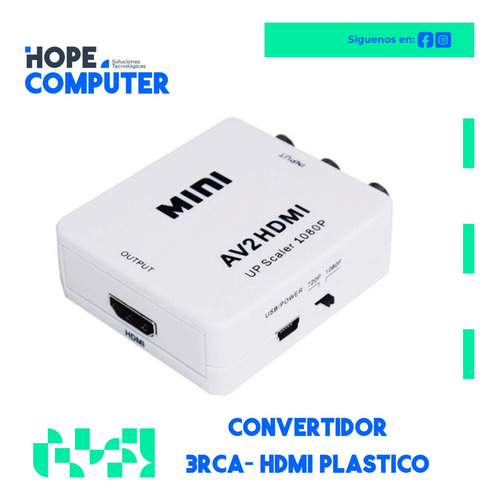 Convertidor Rca A Hdmi Plastico