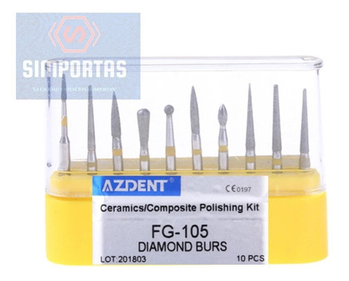 Imagen 1 de 2 de Set Pulido Fino 10u Fresas Piedras De Diamante Dental Stgo.