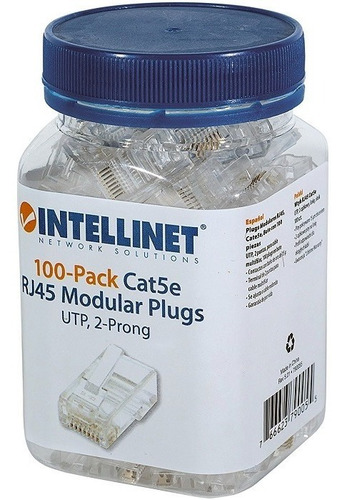100 Piezas Conector Plug Rj45 Cat. 5e Intellinet 790055