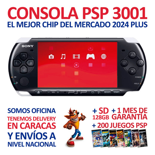 Sony Psp, Playstation Portable + Chip + 128 Gb + 200 Juegos