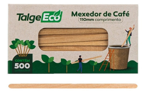Mexedor De Café De Madeira Ecológico 110mm - kit 10 cxs com 500un Talge