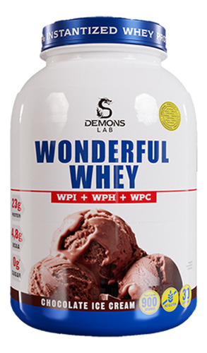 Wonderful Whey 3w 900g - Demons Lab 3 Proteínas Whey Sabor Sorvete De Chocolate