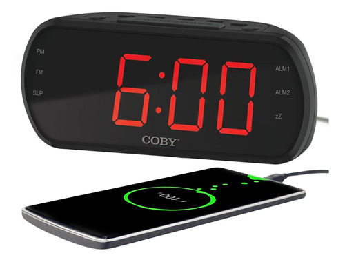 Coby Reloj Despertador Digital Dual Radio Fm Pantalla Led 20