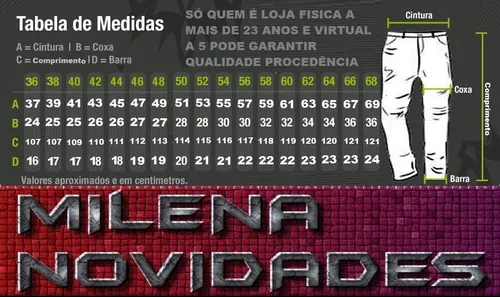 Medidas de cheap calças masculinas