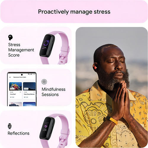 Smartband Fitbit Inspire 3 Fitness Tracker - Lilac Bliss Cor da caixa Lilás Desenho da pulseira Lilás