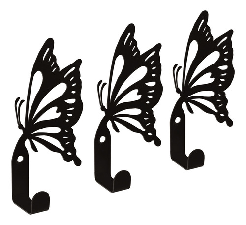 Porta Llaves De Pared Moderno Figura De Mariposa 1 Gancho Color Negro